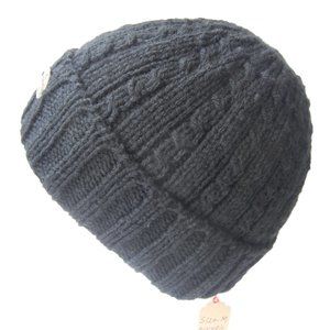Hand Knitted Hat Toque Adult Size S-(M Acrylic Color Black - 018 Hand knit by me